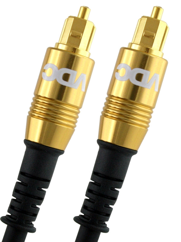 VDC 10m Optical TOSLINK Digital Audio SPDIF Cable Yellow 24k Gold Casing. Compatible with PS4/PS3, Xbox One, Wii, Sky Q, Sky HD, HD TVs, DVD, Blu-Rays, AV Amp.