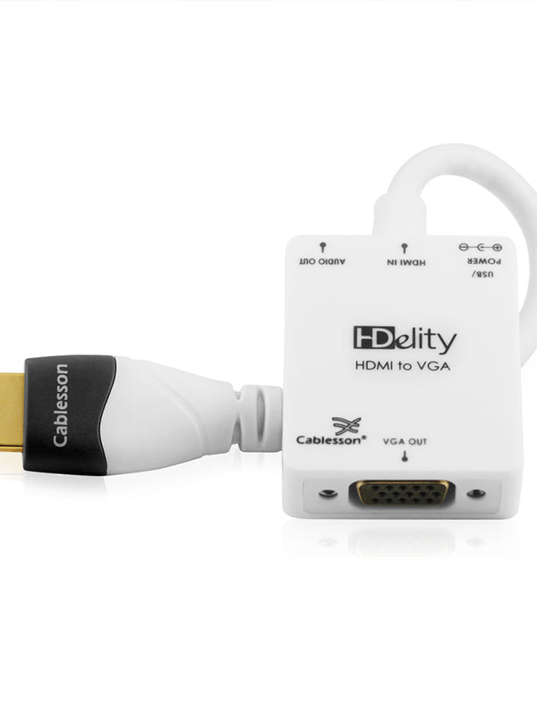 Cablesson Aktiv HDMI auf VGA - weiß weiblich Video Converter Adapter Kabel mit Micro USB Power und Audioanschluss - 1080p, für PC, Laptop, DVD, TV monitor, Blu-Ray, Sky HD, Raspberry Pi, Chromebook, Ultrabook