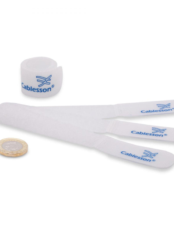 Cablesson Kabelbinder aus Nylon mit Klettverschluss - Packung mit 50 Stück - Länge 15cm - Ordnung für Ihre Kabel - Weiß