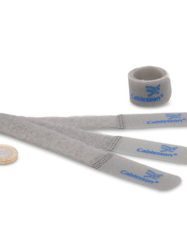 Cablesson Kabelbinder aus Nylon mit Klettverschluss - Packung mit 10 Stück - Länge 15cm - Ordnung für Ihre Kabel - Grau