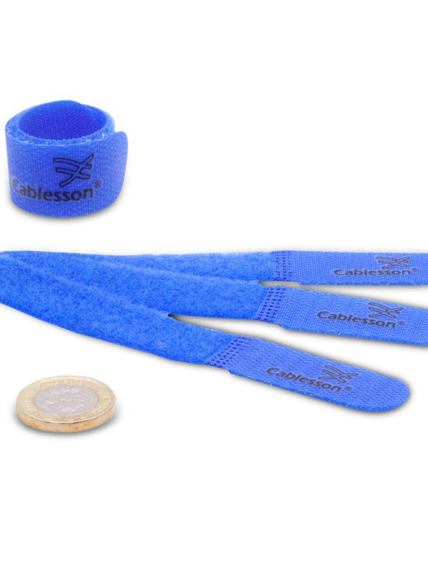 Cablesson Kabelbinder aus Nylon mit Klettverschluss - Packung mit 30 Stück - Länge 15cm - Ordnung für Ihre Kabel - Blau