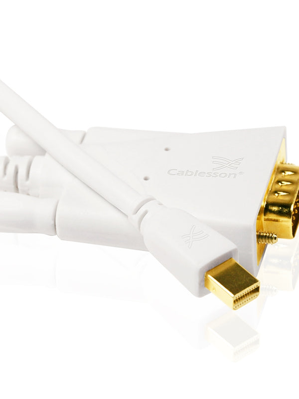 3 m - Cablesson Mini Displayport auf VGA Kabel - Thunderbolt Anschluss - Video Adapter Verbindung für Apple iMac, Mac Mini, MacBook Pro, MacBook Air & PCs mit Mini DP - vergoldete Stecker