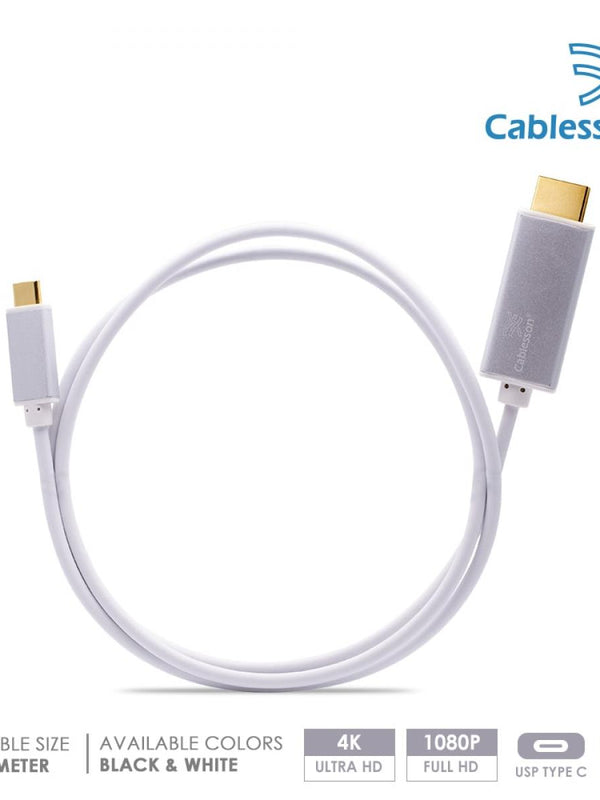 Cablesson 3m USB Typ C männlich auf HDMI männlich Adapter Kabel mit Aluminiumschalen 4K@30Hz (UHD 4Kx2K, Thunderbolt 3 Kompatibel) Adapter Konverter für iMac 2017, Macbook Pro 2017 2016 - Weiß