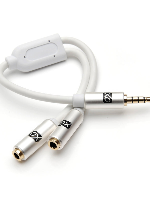 XO - 3.5mm auf 2 x 3.5mm Y weiß Kabel - Kopfhörer Mikrofon Audio Y Splitter für Koprhörer mit separatem Kopfhörer / Mikrofon Stecker - Stereo 3.5mm männlich auf zwei 3.5mm weiblich mono Adapter um Musik zu teilen.