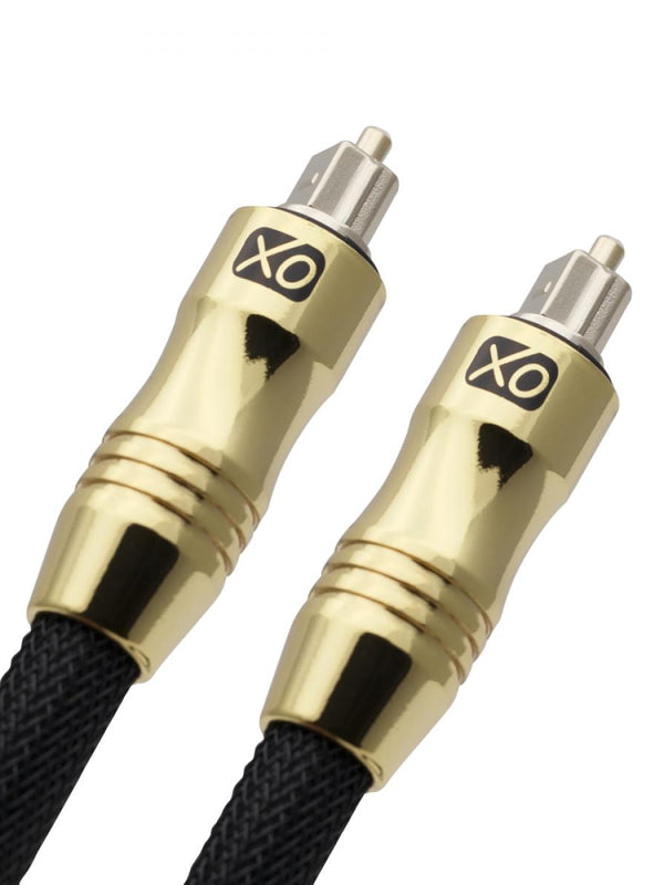 XO 1m Optisches TOSLINK Digital Audio SPDIF Kabel - schwarz, GOLD series. 24k Goldüberzug. Kompatibel mit PS4/PS3, Xbox One, Wii, Sky Q, Sky HD, HD Fernsehern, DVD, Blu-Rays, AV Amp.