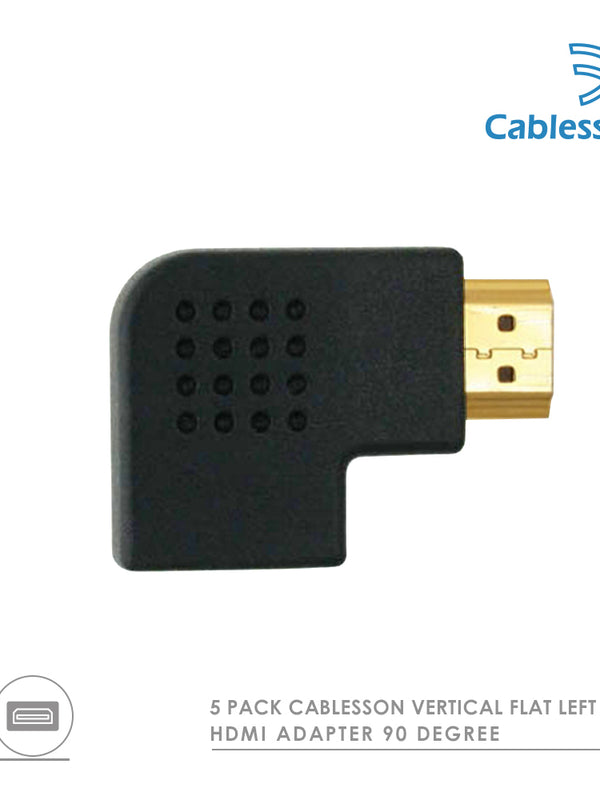Kabelbaum vertikal flach links 5 x 90 Grad HDMI Adapter (24K vergoldet v1.3, v1.4 & 2.0 unterstützt 1080p Full HD) | High Speed - 2160p, 4k2k - 3D-fähige Blu-ray-Technologie SkyHD VirginHD Blu-ray