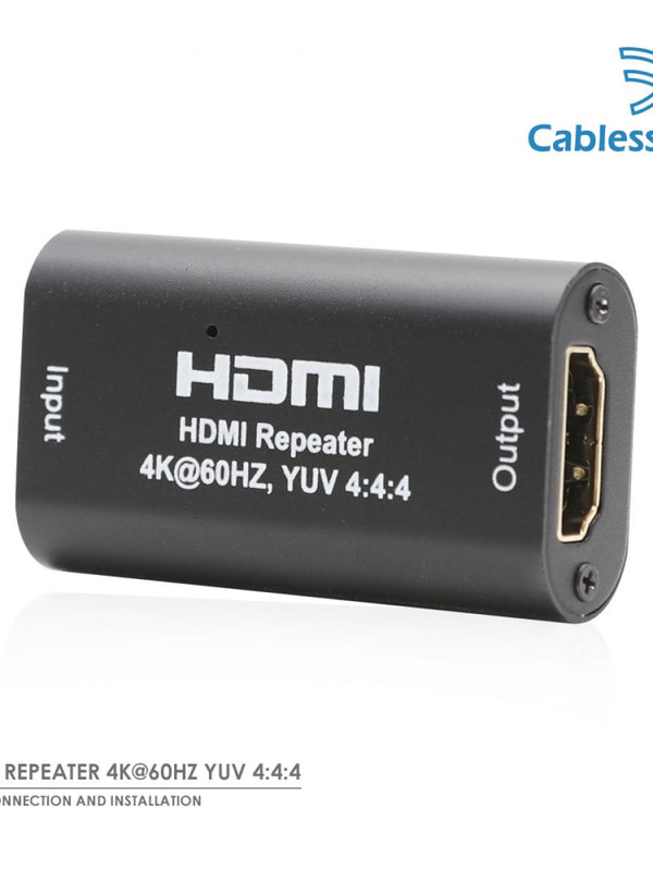 Cablesson - HDMI REPEATER 4K @ 60HZ 2.0 HDMI-Signalverstärker - 3D-Verstärker UHD HDCP HDMI-Buchse auf HDMI-Buchse - bis zu 40 m
