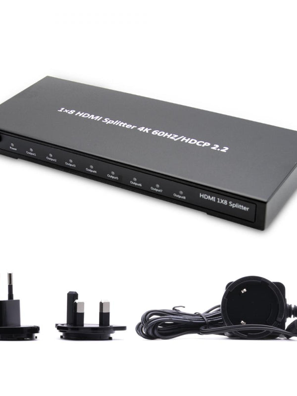 Cablesson - 1x8 HDMI 2.0 Splitter HDCP 2.2 - Plug & Play, HDMI-Umschalter 4K 3D 1080P HD bidirektional - Für PS4, XBOX, SkyBox, TV-Stick, DVD-Player