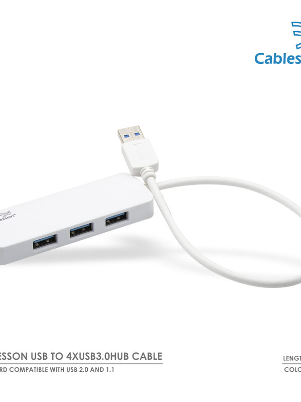 Cablesson USB to 4xUSB3.0HUB Cable L=250mm - White