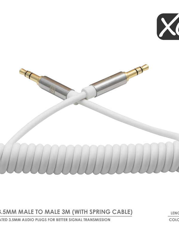 XO - 3.5mm Male to Male 3M (with spring cable) - White