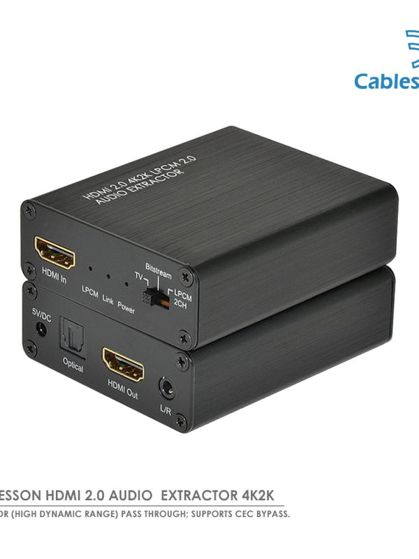HDelity HDMI 2.0 Audio Extractor 4K2K HDMI zu Optical Spdif Toslink Converter Unterstützung 4K @ 30Hz ARC 3D für Blu-ray-DVD-Player Sky HD Box PS3 PS4 Xbox One
