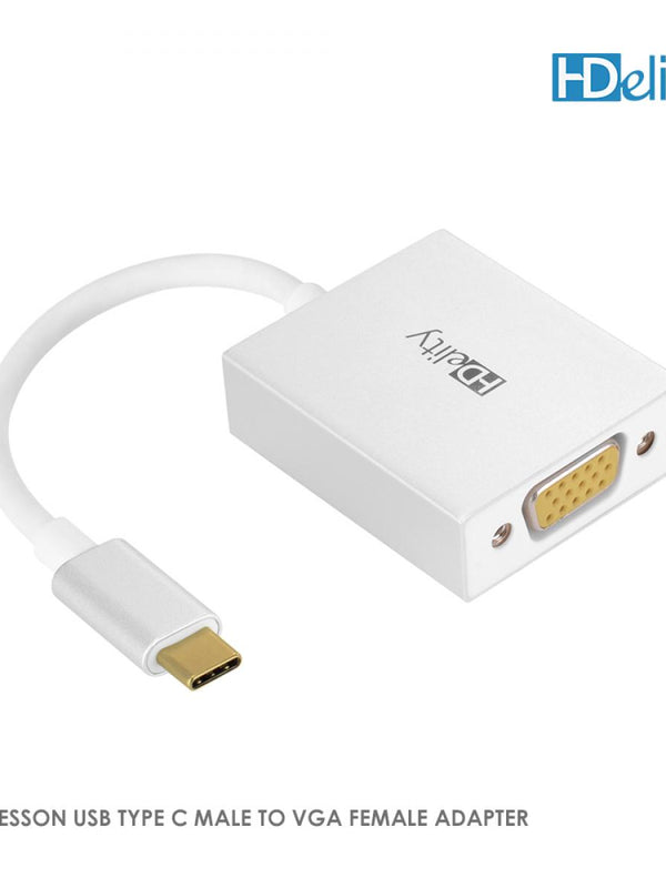 HDElity USB Type C Male to VGA Female Adapter-White