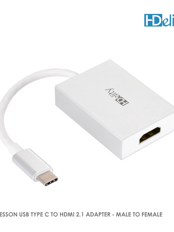 HDelity USB Type C to HDMI 2.1 Adapter - Male to Female -White