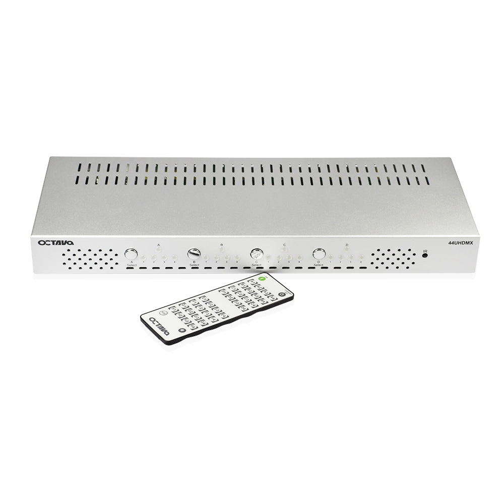 Octava 44UHDMX-UK - 4x4 HDMI Matrix Switch with EDID Management - 4 Input 4 Output (4x4) Switch / Splitter - 1080p Full HD - Distribution Amplifier *** 3D ENABLED *** With Audio out, EDID Function, RS-232 Port and USB port for Firmware Updates ***