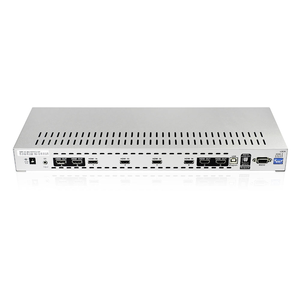 Octava 44UHDMX-UK - 4x4 HDMI Matrix Switch with EDID Management - 4 Input 4 Output (4x4) Switch / Splitter - 1080p Full HD - Distribution Amplifier *** 3D ENABLED *** With Audio out, EDID Function, RS-232 Port and USB port for Firmware Updates ***