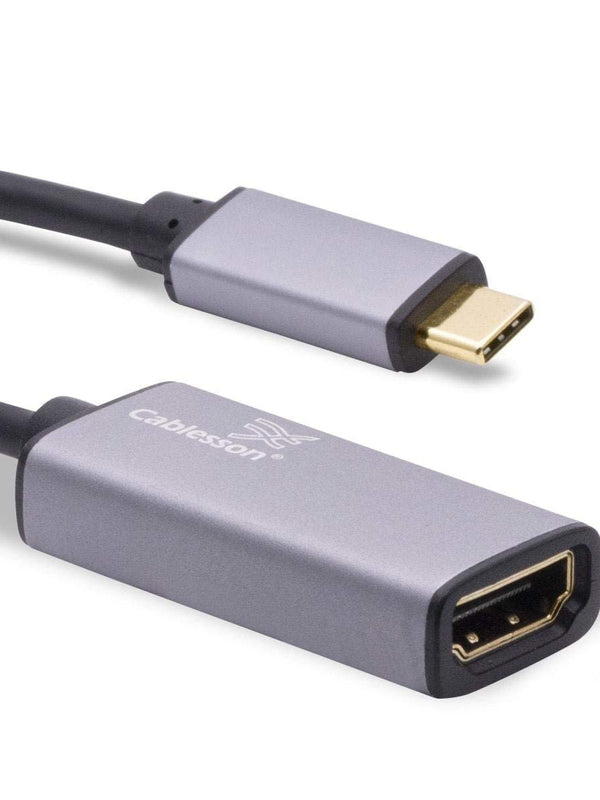 Cablesson - USB Typ C Stecker auf HDMI Buchse Adapter mit Aluminium Shells - 0,23 M 4K @ 60Hz - Schwarz