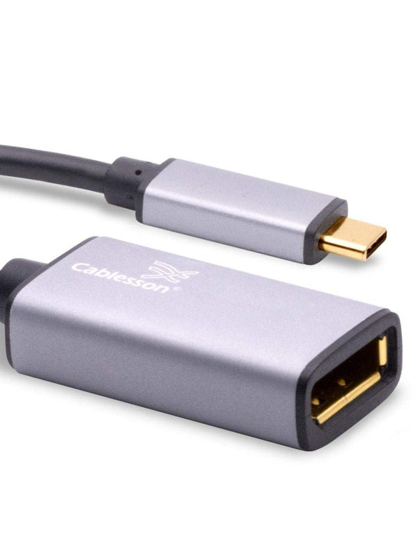 Cablesson - USB Typ C Stecker auf DP-Buchse Adapter mit Aluminium Shells - 0,23 M 4K @ 60Hz - Schwarz