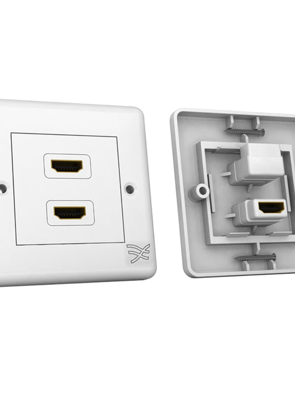 Cablesson HDMI Wanddose Dual Stecker S/A (HDMI 2.0, 1.4, 1.3 und 1.2) - 2-port Wandstecker Adapter (HDMI Typ A to Typ A) - 4k, HDR, Ultra HD, CEC, ARC, Ethernet - weiÃŸ