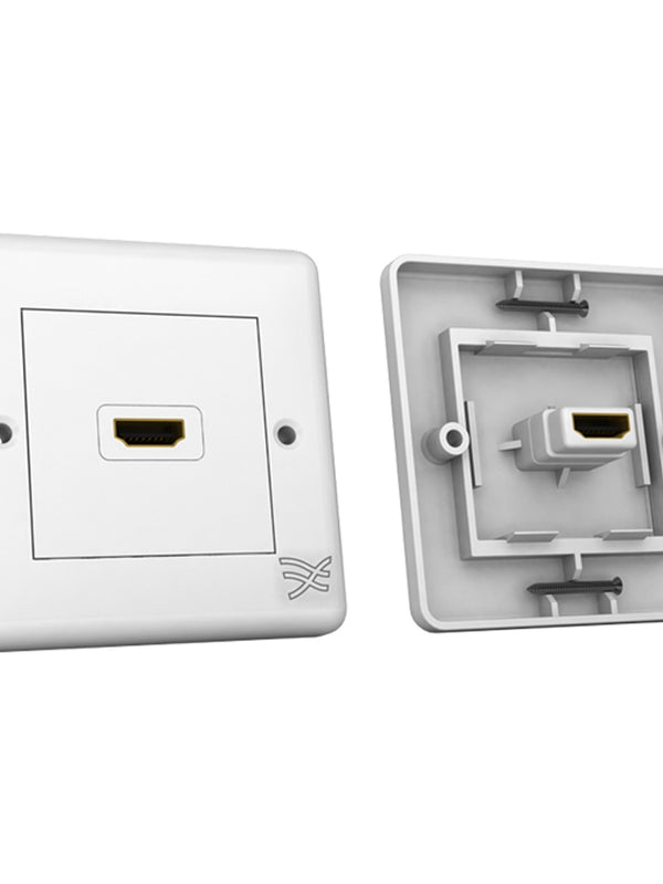 Cablesson HDMI Wanddose Single Stecker S (HDMI 2.0, 1.4, 1.3 und 1.2) - 2-port Wandstecker Adapter (HDMI Typ A to Typ A) - 4k, HDR, Ultra HD, CEC, ARC, Ethernet - weiÃŸ