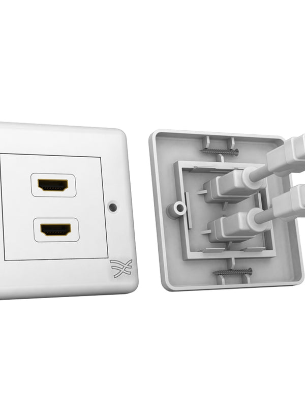 Cablesson HDMI Wanddose Dual Stecker 100/100 (HDMI 2.0, 1.4, 1.3 und 1.2) - 2-port Wandstecker Adapter (HDMI Typ A to Typ A) - 4k, HDR, Ultra HD, CEC, ARC, Ethernet - weiÃŸ