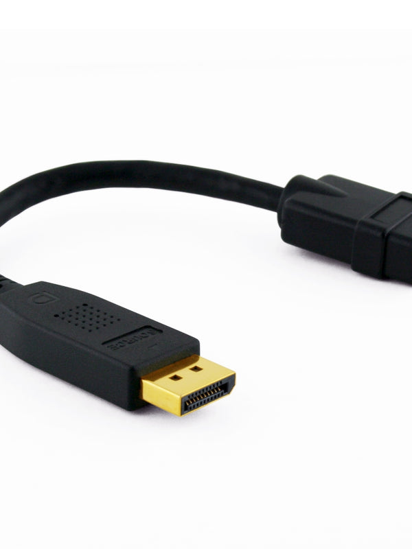 Cablesson DisplayPort auf HDMI Converter - DP männlich auf weiblich HDMI Video Adapter Kabel - Aktiv mit audio, up to 4k, Full HD, HDMI 2.0/1.4, für HDTV, Apple und PC - DP auf HDMI Adapter - schwarz - 20cm