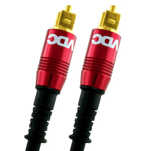 VDC 7m Optical TOSLINK Digital Audio SPDIF Cable Red 24k Gold Casing. Compatible with PS4/PS3, Xbox One, Wii, Sky Q, Sky HD, HD TVs, DVD, Blu-Rays, AV Amp.