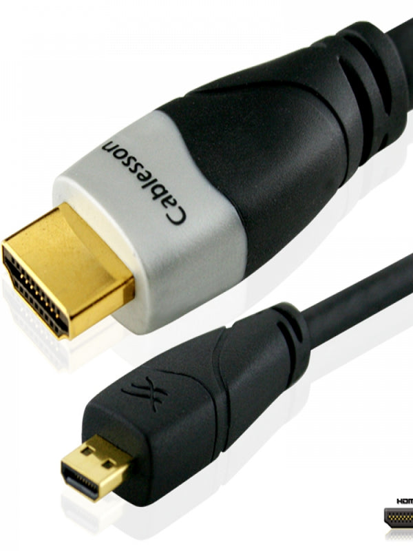 Cablesson Ivuna High Speed Micro HDMI to HDMI Cable with Ethernet 5m (HDMI Type D) compatible with HDMI 2.1, 2.0a, 2.0, 1.4a - 4k, Ultra HD, ARC, HDR, 2160p - Black