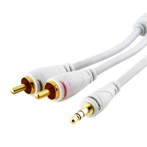Ivuna RCA männlich auf männlich 3.5mm Klinke Analog Kabel - weiß, 1m - High performance Stereo Audio Adapter Kabel - verbindet iPhone, iPod, MP3 mit Stereoanlage, Verstärker oder jedem anderen Gerät mit Audioausgang.