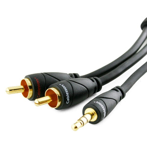 Ivuna RCA männlich auf männlich 3.5mm Klinke Analog Kabel - schwarz, 1m - High performance Stereo Audio Adapter Kabel - verbindet iPhone, iPod, MP3 mit Stereoanlage, Verstärker oder jedem anderen Gerät mit Audioausgang.