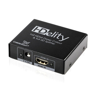 Cablesson - 2 Way 4K HDMI SPLITTER BOX (1 input 2 output) - Active Amplifier ** HDR, 3D & Ultra HD Enabled **