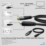 Ivuna 0.5m / 0.5 meter Micro (Type D) HDMI to HDMI High Speed Cable with Ethernet (Latest 1.4a / 2.0 version) Gold Plated 3D Full HD 1080p 4k2k For Connecting HD Devices using the new Micro HDMI connector for Microsoft Surface tablet, Digital SLR Cameras