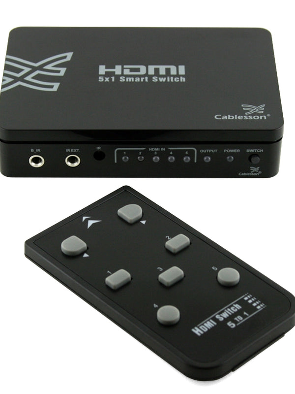 Grundlegende 5x1 HDMI Switch mit Fernbedienung - 5 Port HDMI Switch 5 x 1 Hub Box (5-fach-Eingang, 1 Ausgang) V1.3B für HDTV / Blue Ray/PS3/Xbox 360/Virgin, 1080P Full HD unterstützten