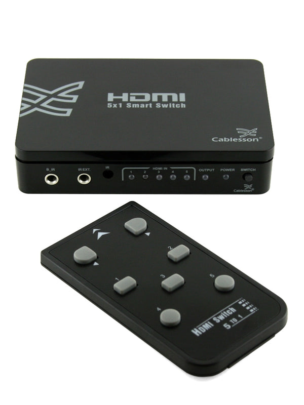 Grundlegende 5x1 HDMI Switch mit Fernbedienung - 5 Port HDMI Switch 5 x 1 Hub Box (5-fach-Eingang, 1 Ausgang) V1.3B für HDTV / Blue Ray/PS3/Xbox 360/Virgin, 1080P Full HD unterstützten