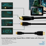 Cablesson Basic 2m / 2 meter Micro (Type D) HDMI to HDMI High Speed Cable with Ethernet (Latest 1.4a / 2.0 version) Gold Plated 3D Full HD 1080p 4k2k For Connecting HD Devices using the new Micro HDMI connector for Microsoft Surface tablet, Digital SLR C