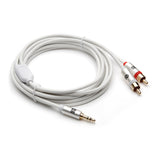 XO Gold Plated 3.5mm Jack to 2 x Phono Plugs - Aux Audio Lead Cable (1M - White) for Connecting iPods, iPhones, iPad, Smartphones and MP3 Players. Speakers with an RCA (Left/Right) Input