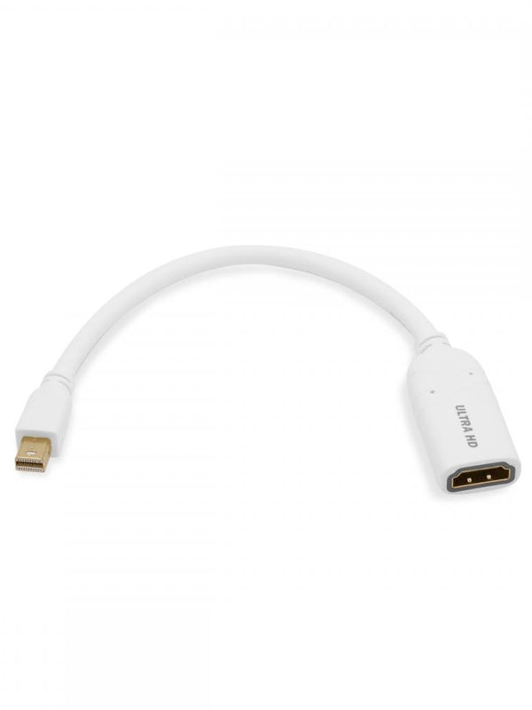 Cablesson Mini DisplayPort auf HDMI 2.0 Weiblicher Adapter Kabel4K Ultra HD mit Audioübertragung| zertifiziert| für Apple / MAC, MacBook Pro, MacBook Air | 24k vergoldete Stecker - Weiß - 0.2m