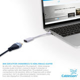 Cablesson - Mini DisplayPort to HDMI Female Adapter Cable - 4K 60Hz - Weiß