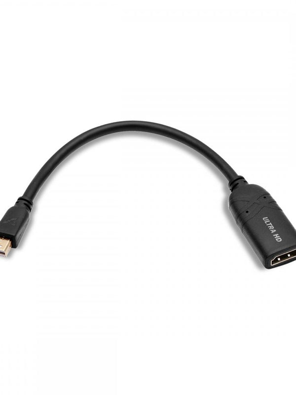 Cablesson Mini DisplayPort to HDMI 2.0 Female Adapter Cable 4K Ultra HD with audio transmission | certified | for Apple / MAC, MacBook Pro, MacBook Air | 24k gold plated plug - Black - 0.2m