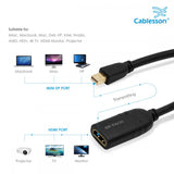 Cablesson Mini Displayport auf HDMI Adapter-Kabel (4K 60Hz) (männlich zu weiblich) - Schwarz