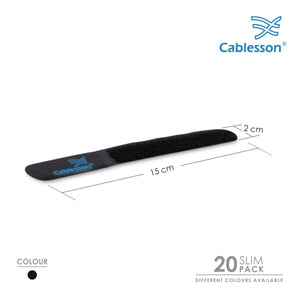 Cablesson - Cables Tie - Pack of 20 - Slim Pack - Black