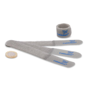 Cablesson Reusable Releasable Hook and Loop Nylon Velcro Cable Ties - Pack of 100 - Slim Pack - Straps and Keep wire cord tidy - Grey