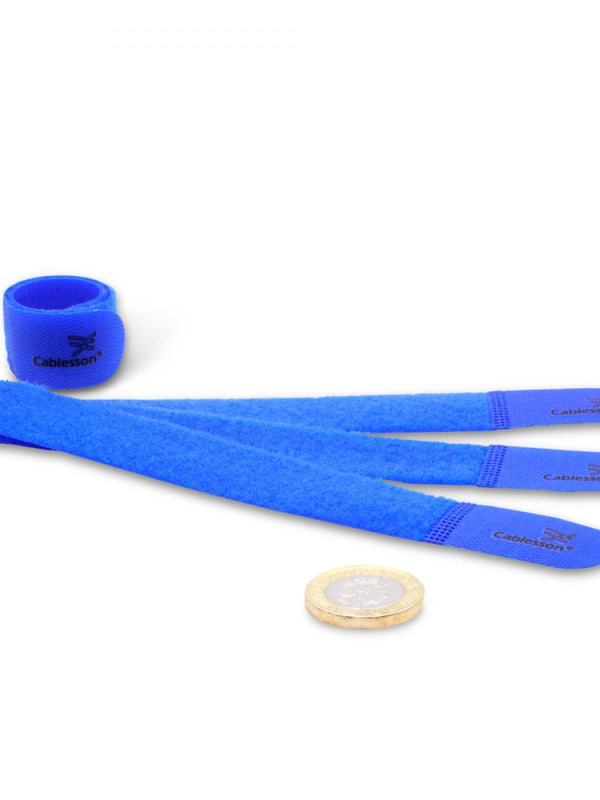 Cablesson Kabelbinder aus Nylon mit Klettverschluss - Packung mit 100 StÃ¼ck - LÃ¤nge 25cm - Ordnung fÃ¼r Ihre Kabel - Blau