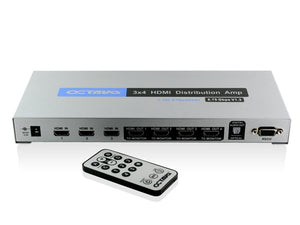 Octava HDDA34-UK 3x4 HDMI Splitter / Distribution Amp (1080p, SKY HD, Virgin HD, Freeview HD, XBOX 360, PS3)