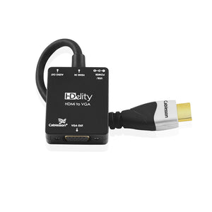 Cablesson - Active HDMI to VGA Male to Female Adapter with Micro USB Power - Schwarz
