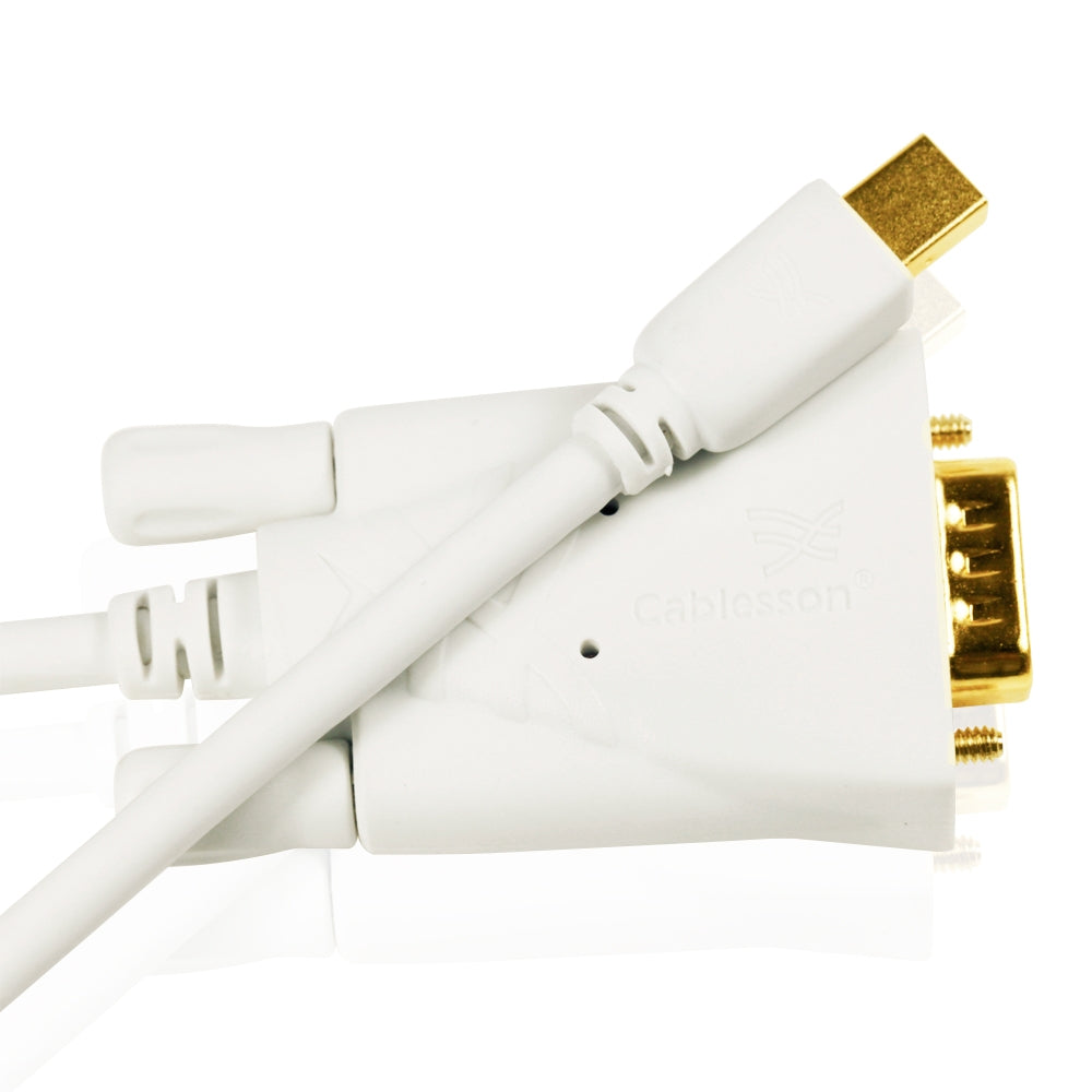 1 m - Cablesson Mini Displayport auf VGA Kabel - Thunderbolt Anschluss - Video Adapter Verbindung für Apple iMac, Mac Mini, MacBook Pro, MacBook Air & PCs mit Mini DP - vergoldete Stecker