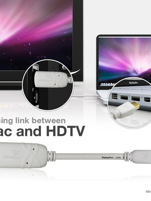Cablesson Mini DisplayPort auf HDMI Kabel 5m (Thunderbolt Port Kompatibel) Mini DP auf HDMI HDTV Kabel Adapter mit Audio für Apple iMac MacBook Pro Air LCD TV