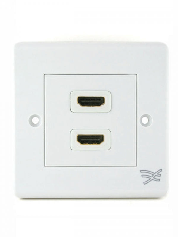 Cablesson HDMI Wall-Face Plate Dual Connector - 100/A / White Standard Size Face Plate / Supports all HDMI versions up to 1.4a / 2.0 with High Speed Ethernet / SKY HD, Blu-ray, 3DTV, 1080p / 24k Gold Plated Connector
