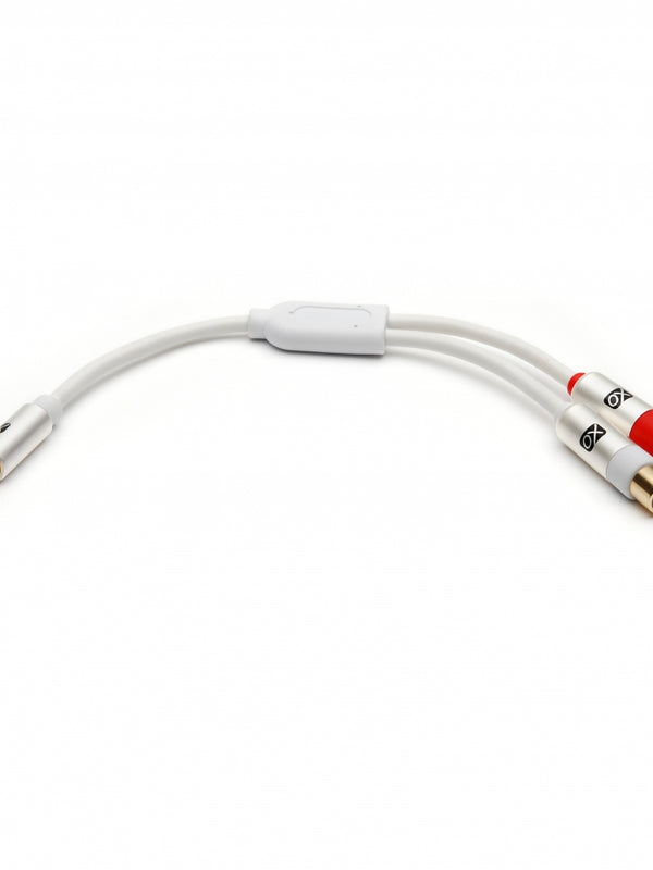 XO Aux Audio 3.5mm Male Plug to 2 RCA Female Jack Stereo Y Cable - 3.5mm Y Splitter - White- 20cm - Headset splitter