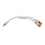 XO Aux Audio 3.5mm Male Plug to 2 RCA Female Jack Stereo Y Cable - 3.5mm Y Splitter - White- 20cm - Headset splitter