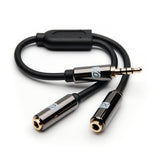 XO - 3.5mm to 2 x 3.5mm Y Black Cable - Headphone Mic Audio Y splitter for headsets with separate headphone / microphone plugs - Stereo 3.5mm male to twin 3.5mm female mono adapter to share music